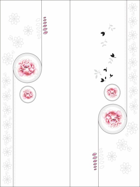 牡丹花系列 UV打印 牡丹花 底纹 花朵 叶子 树叶 圆形